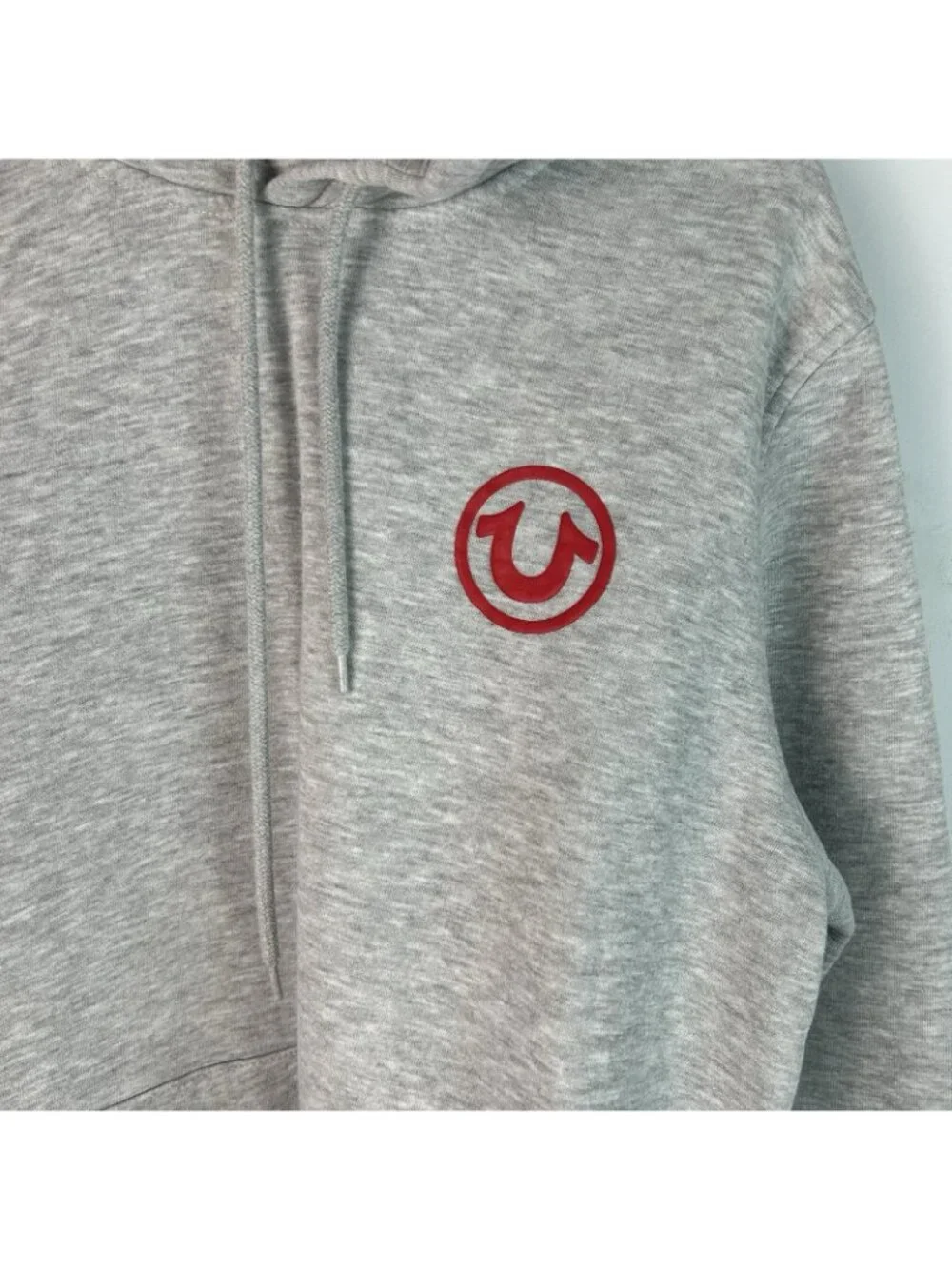 True Religion Hoodies Large Men Front And Back Print Gray